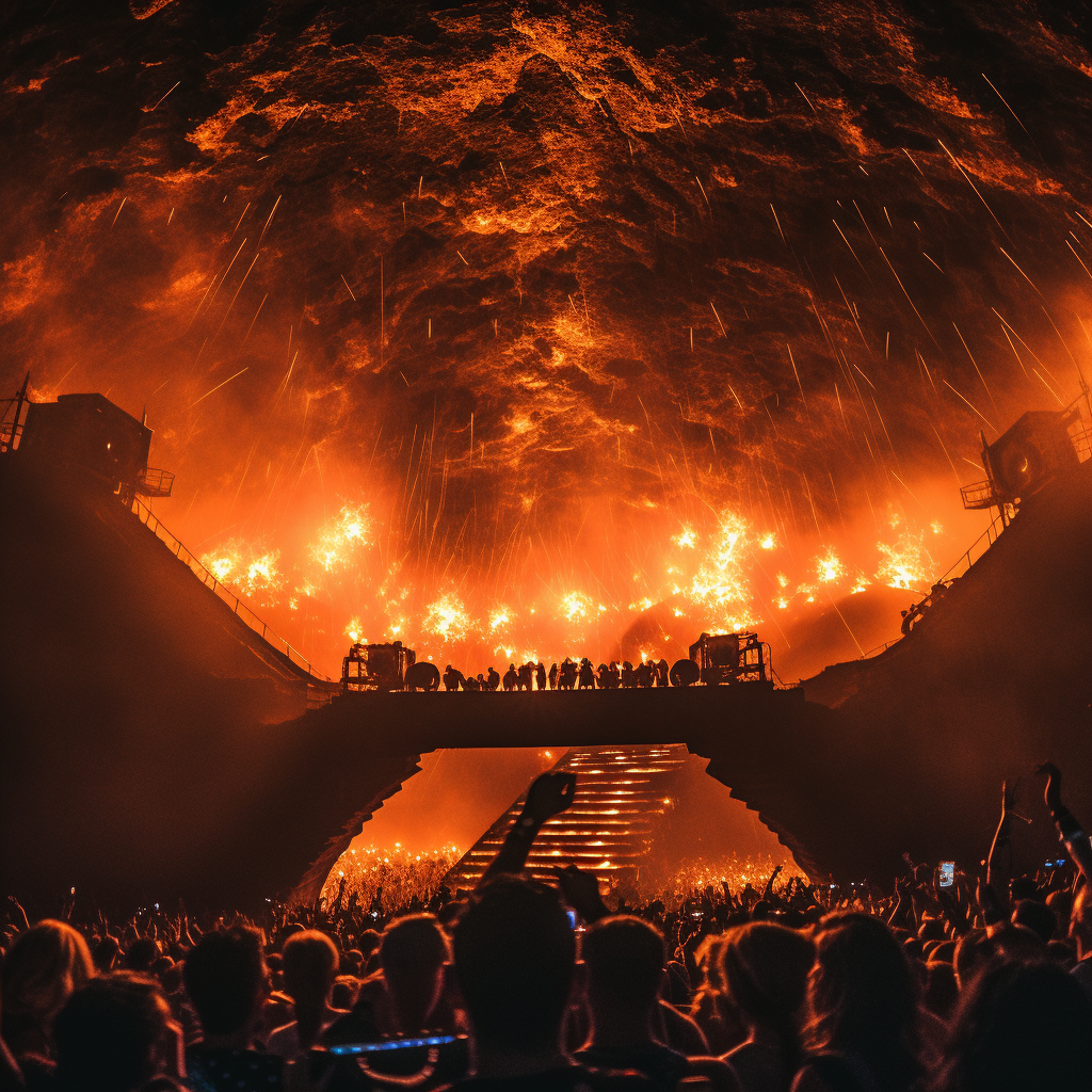 A Fiery Rave with DJ David Guetta at Volcano Athena - Mid-Journey ...