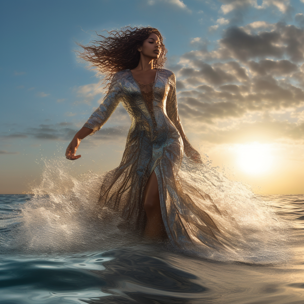 Sun-Kissed Supermodel: A Mid-Journey Ode to Oceanic Couture