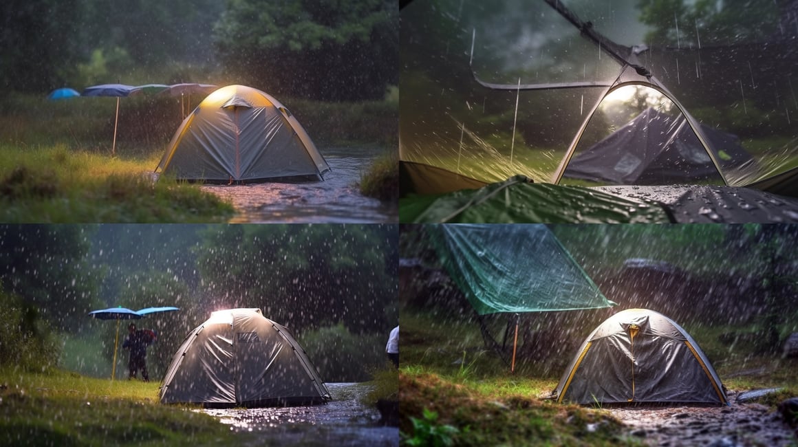 Nature's Serenity: A Rainy Camping Experience