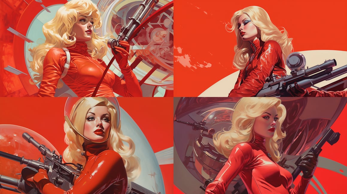 Retro-Futuristic Female Warrior Illustration