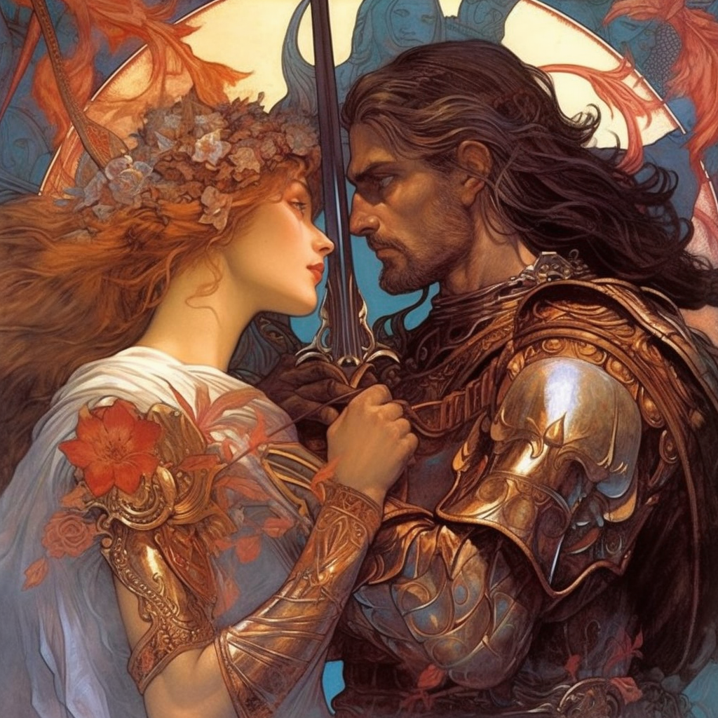 A Tale of Two Warriors Illustrated by Boris Vallejo and Alphonse Mucha