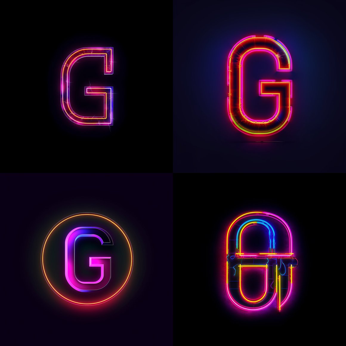 Neon Fusion: Creación de Logotipo con 'G & H'