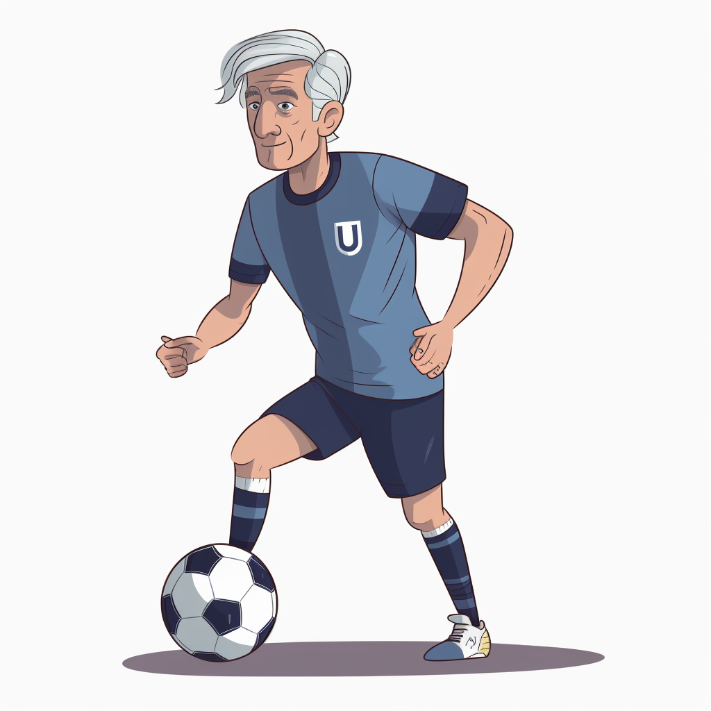 Midlife Soccer Spirit: Version 5 Cartoon Illustration