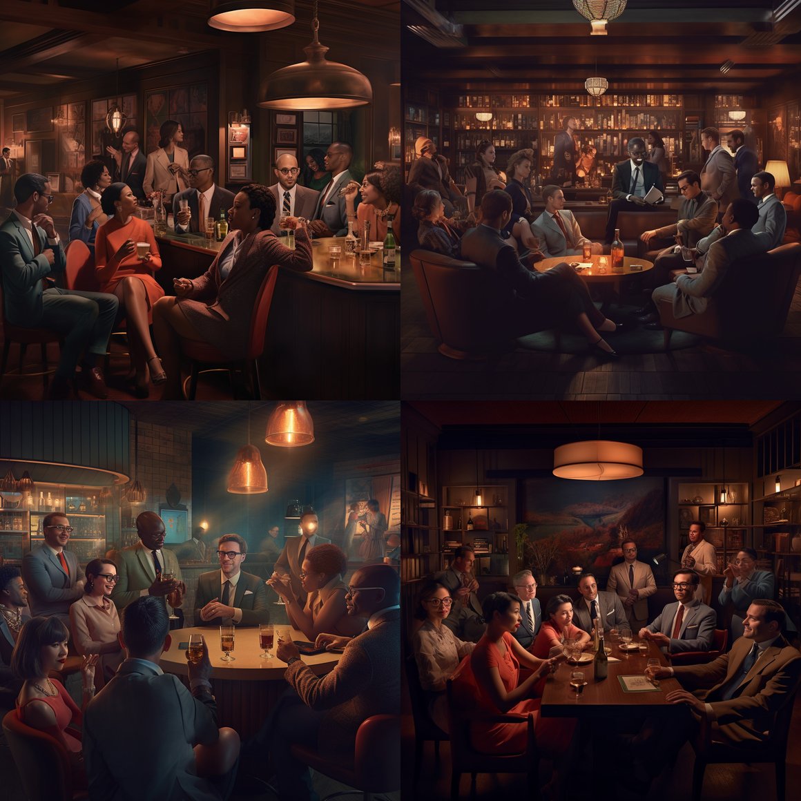 A Tech Networking Soiree in a Kubrick-Styled Speakeasy