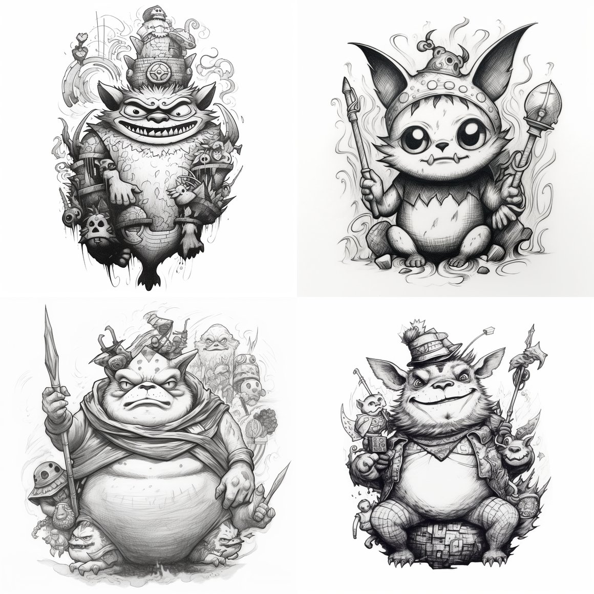 Halfway Through: Tororo Cartoon Tattoo Design Sketch