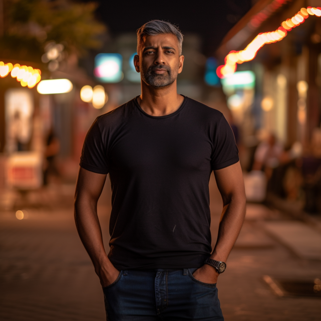 Midlife Journey: An Indian Man in Hyperrealistic Portrait