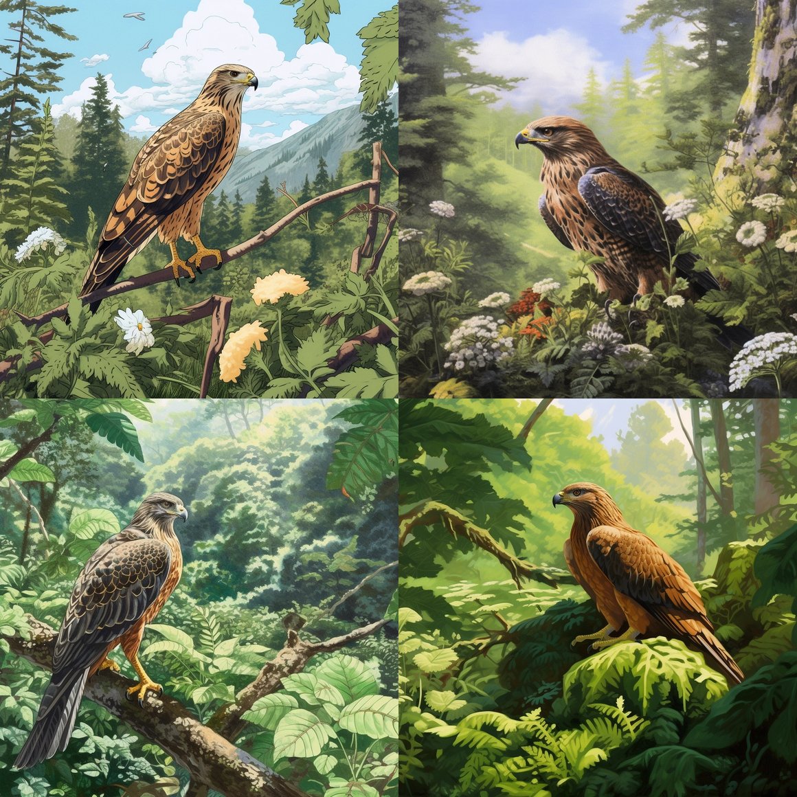 Hawk's Rest on Giant Flower in Forest