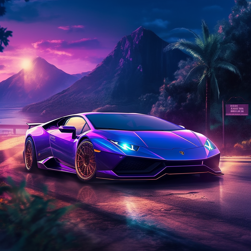 Mid-Trek Flash: Vibrant Lamborghini Adventure in HD