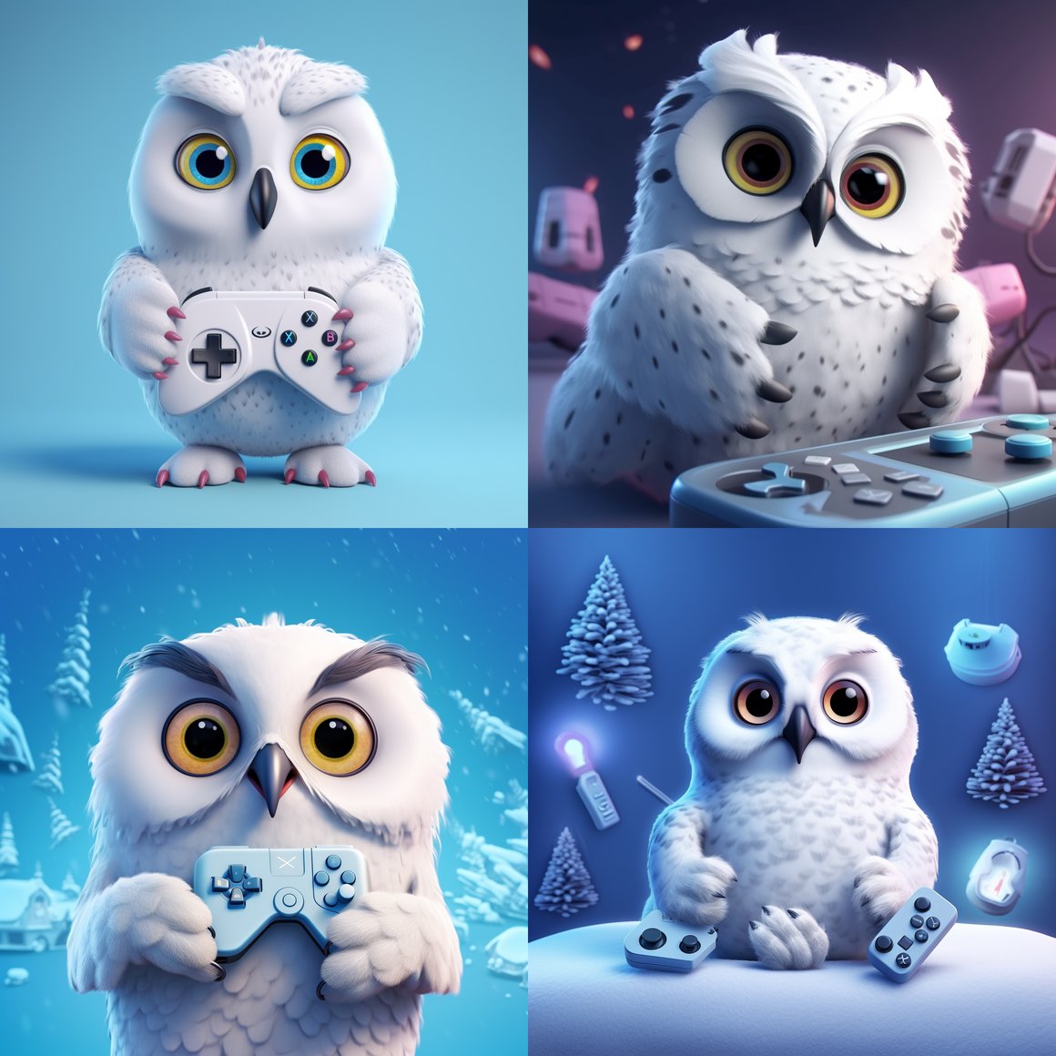 Midnight Gaming Session: The Enchanting Snowy Owl