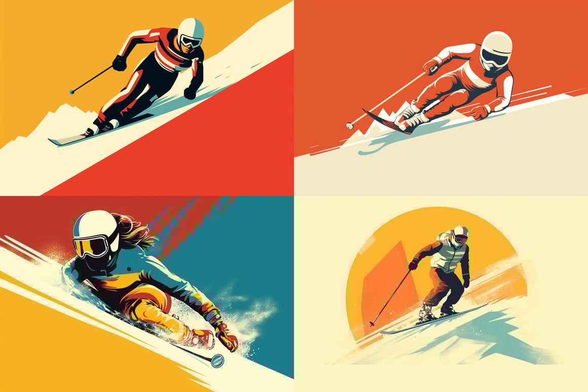 Retro 1970's Downhill Skiing Mid-Journey Poster Design