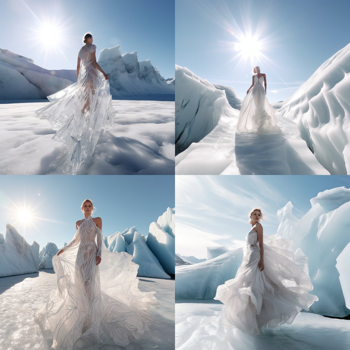 A Supermodel's Strut Amidst Spectacular Icebergs