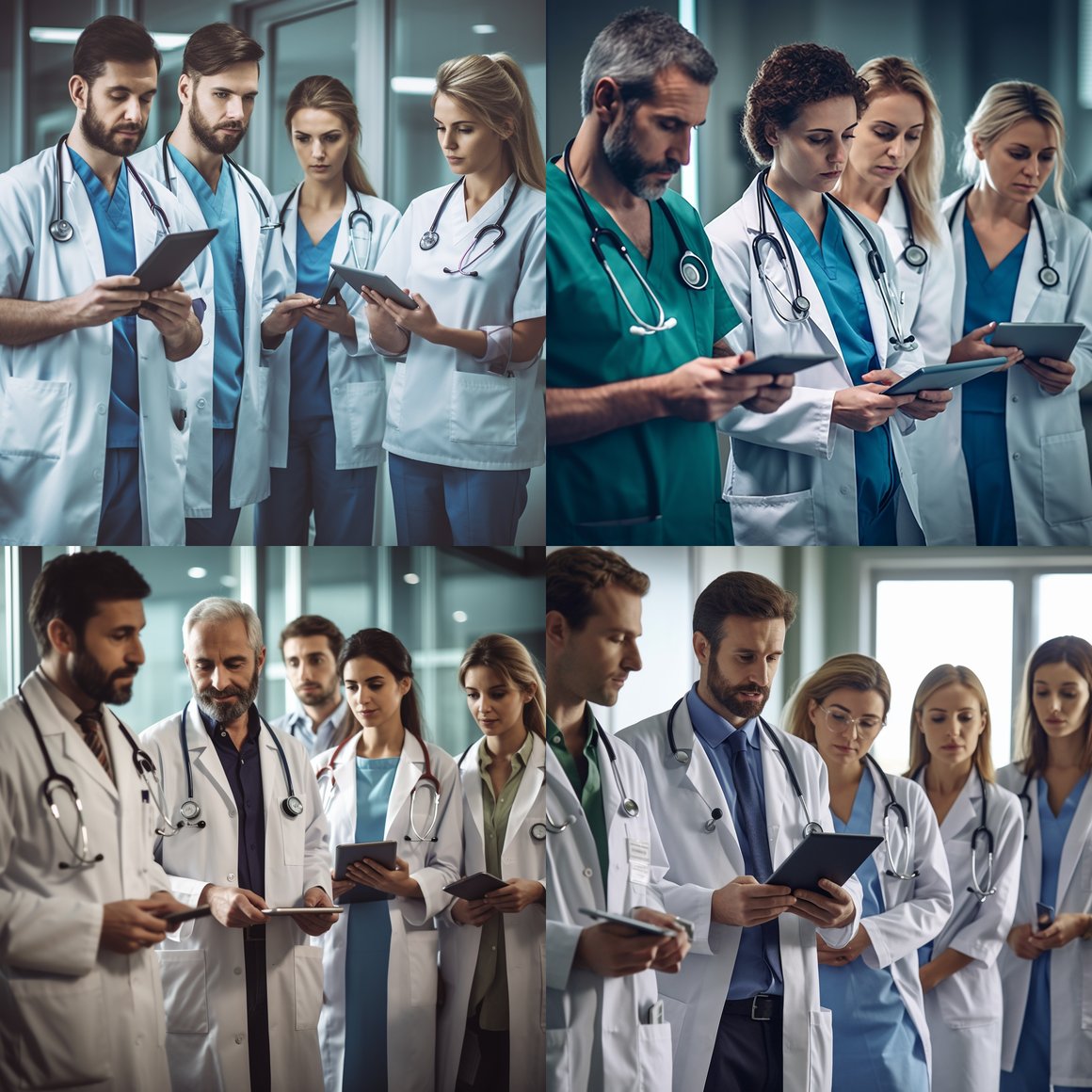 Healthcare Professionals Analyzing Medical Data on Tablet