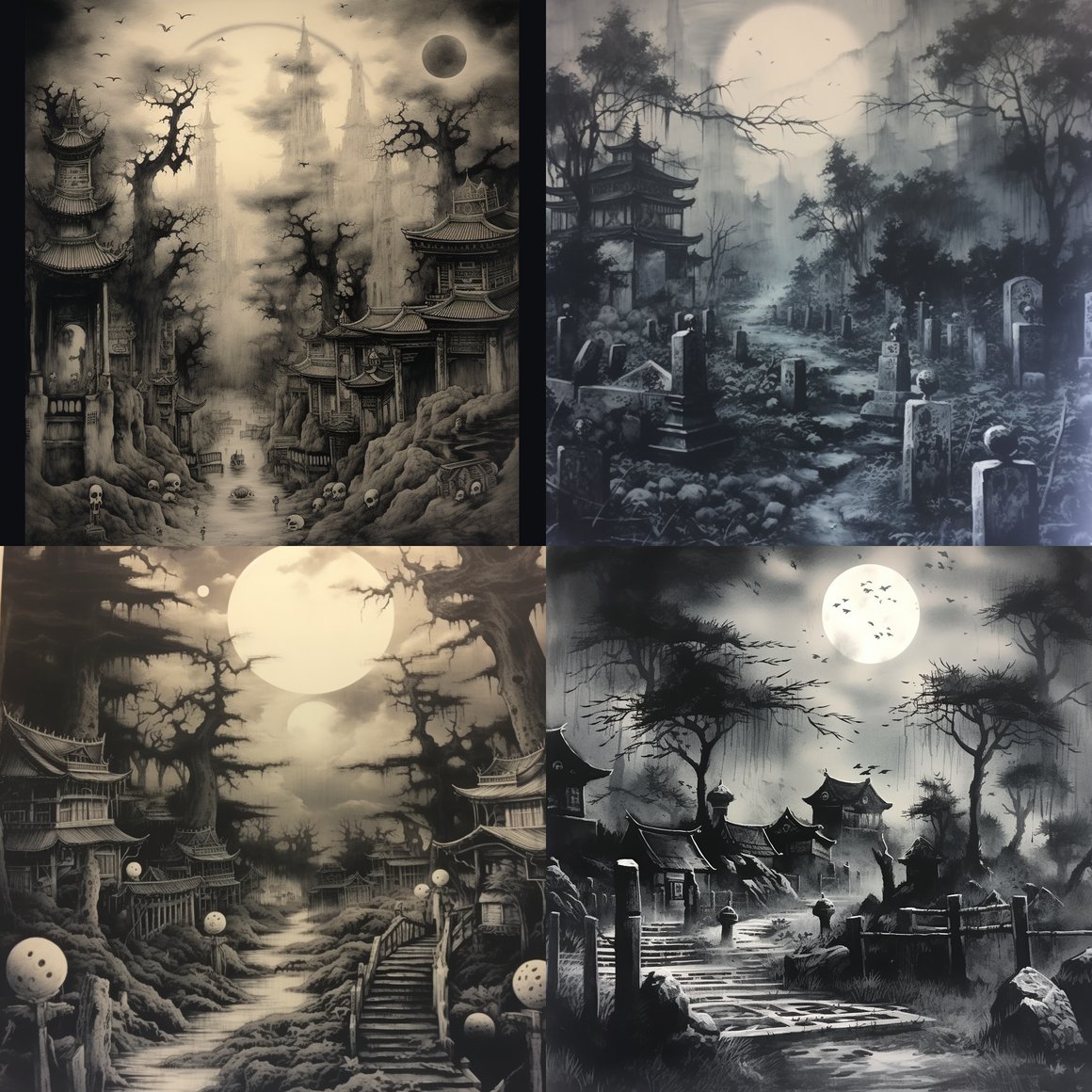 Midnight Epitaph: A Chinese Ink Painting Journey