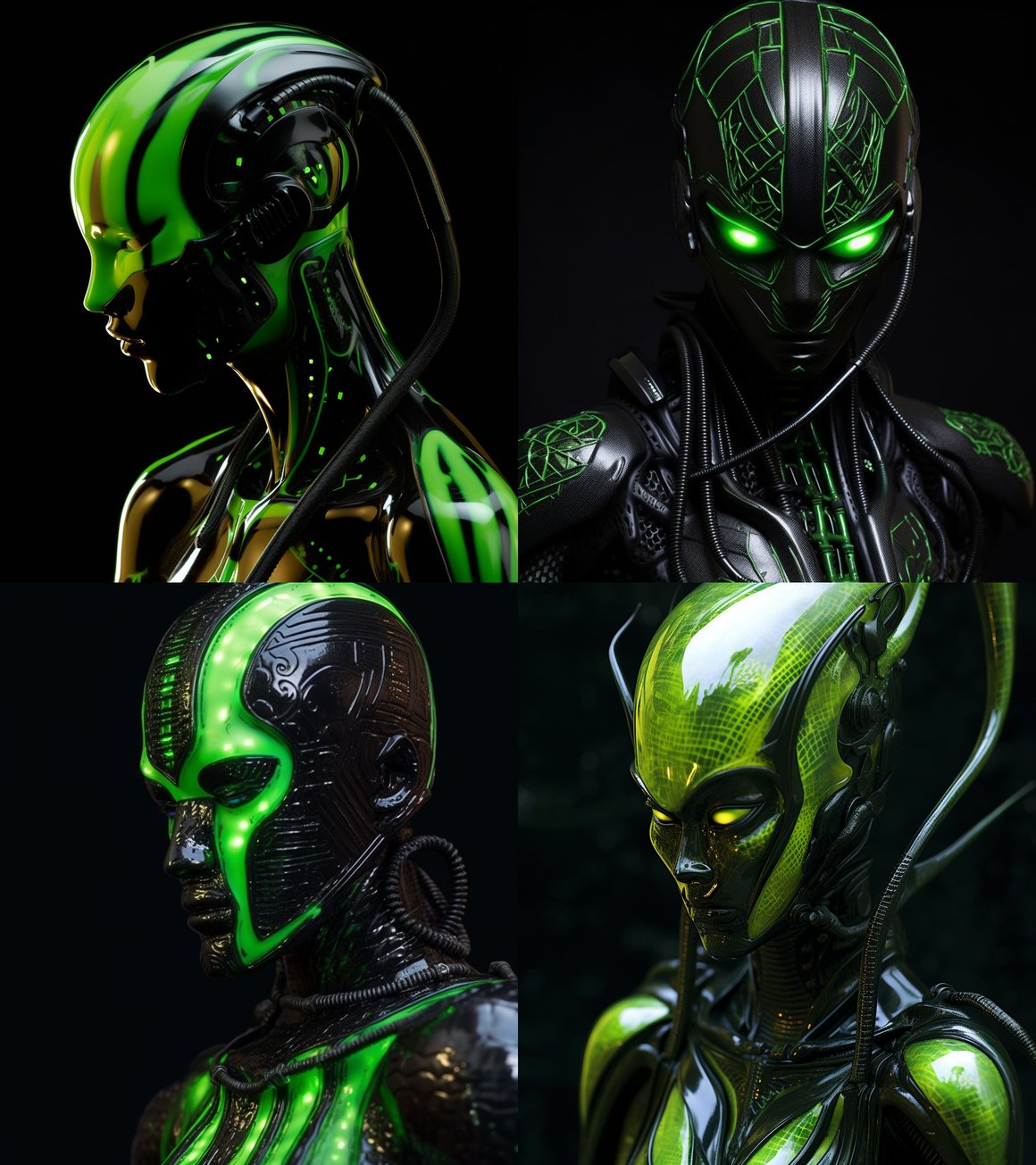 Neon Green Robotic Odyssey: A Futuristic Fashion Voyage