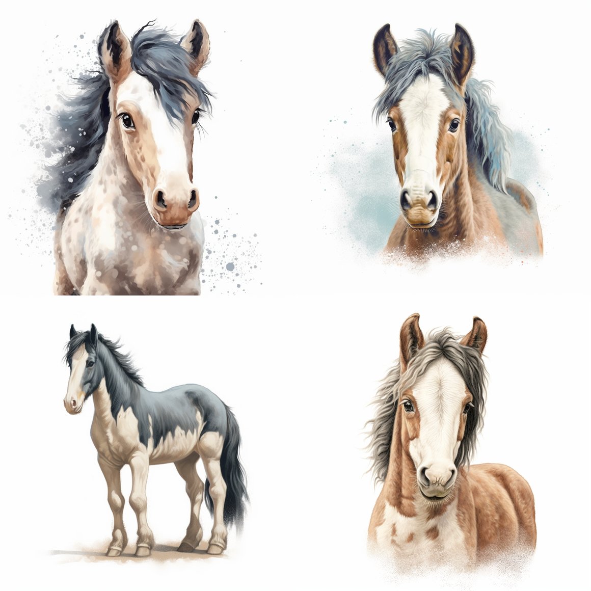 Detailed Illustration of a Baby Clydesdale against a Plain Background
