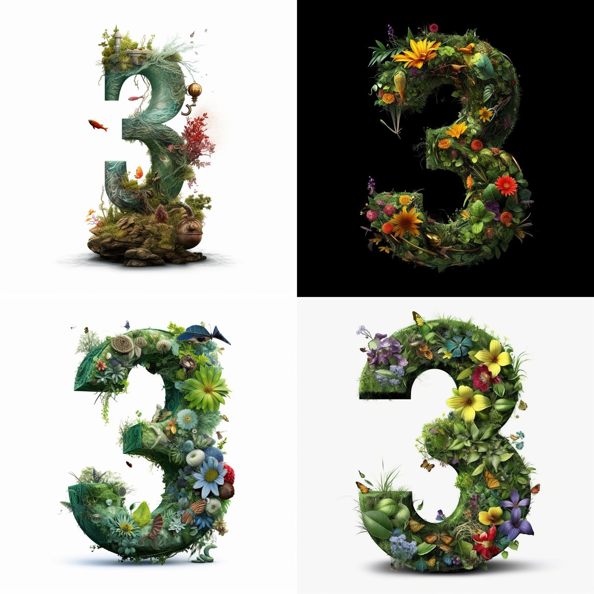 Designing the Number 3 with a Transparent Background