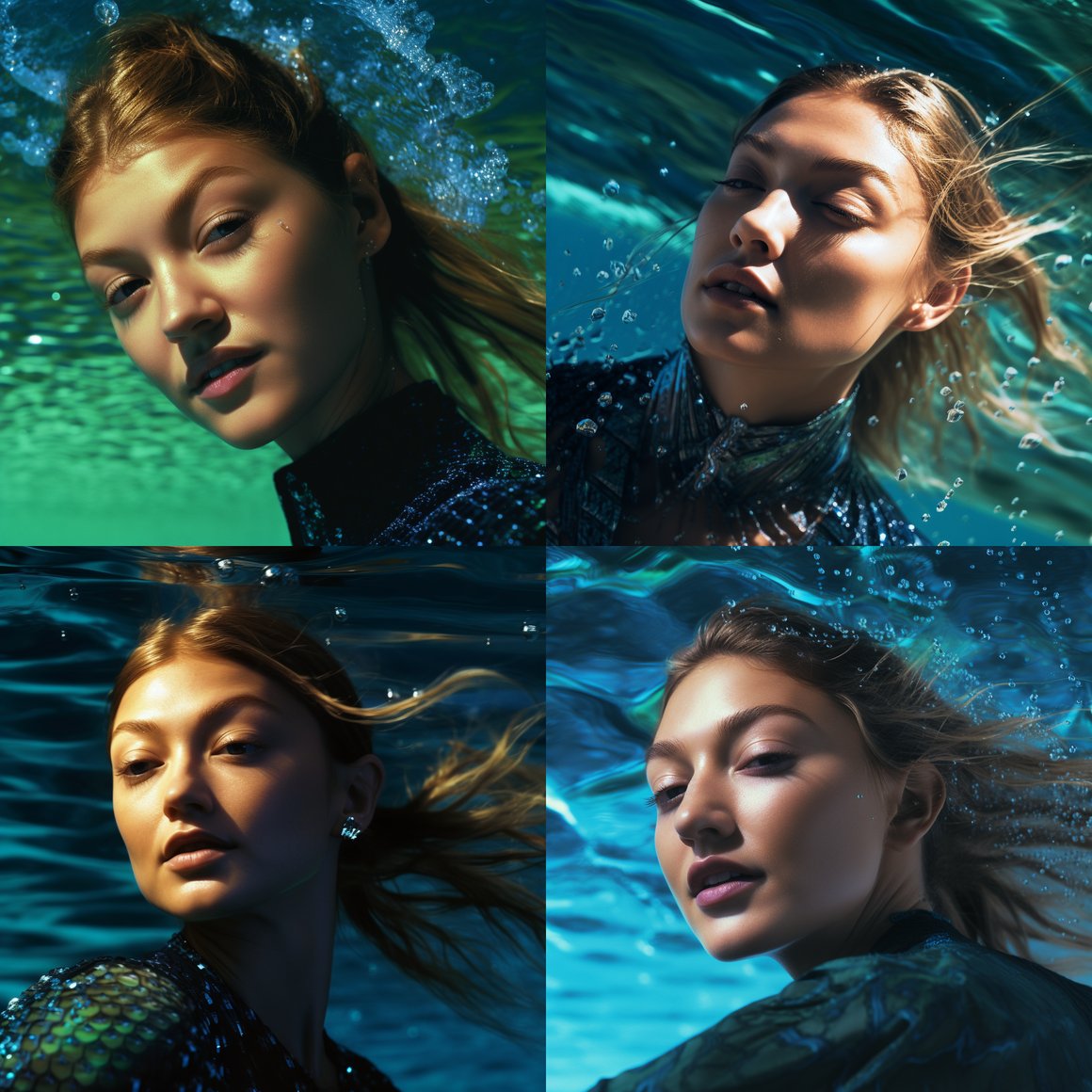 Gigi Hadid's Mid-Journey Dive by Henrik Purienne