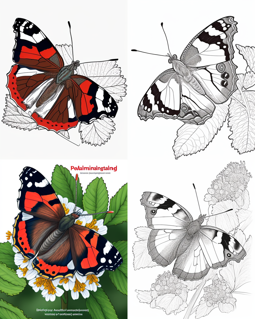 Halfway to Red Admiral Butterfly Cartoon Coloring Page Sneak Peek