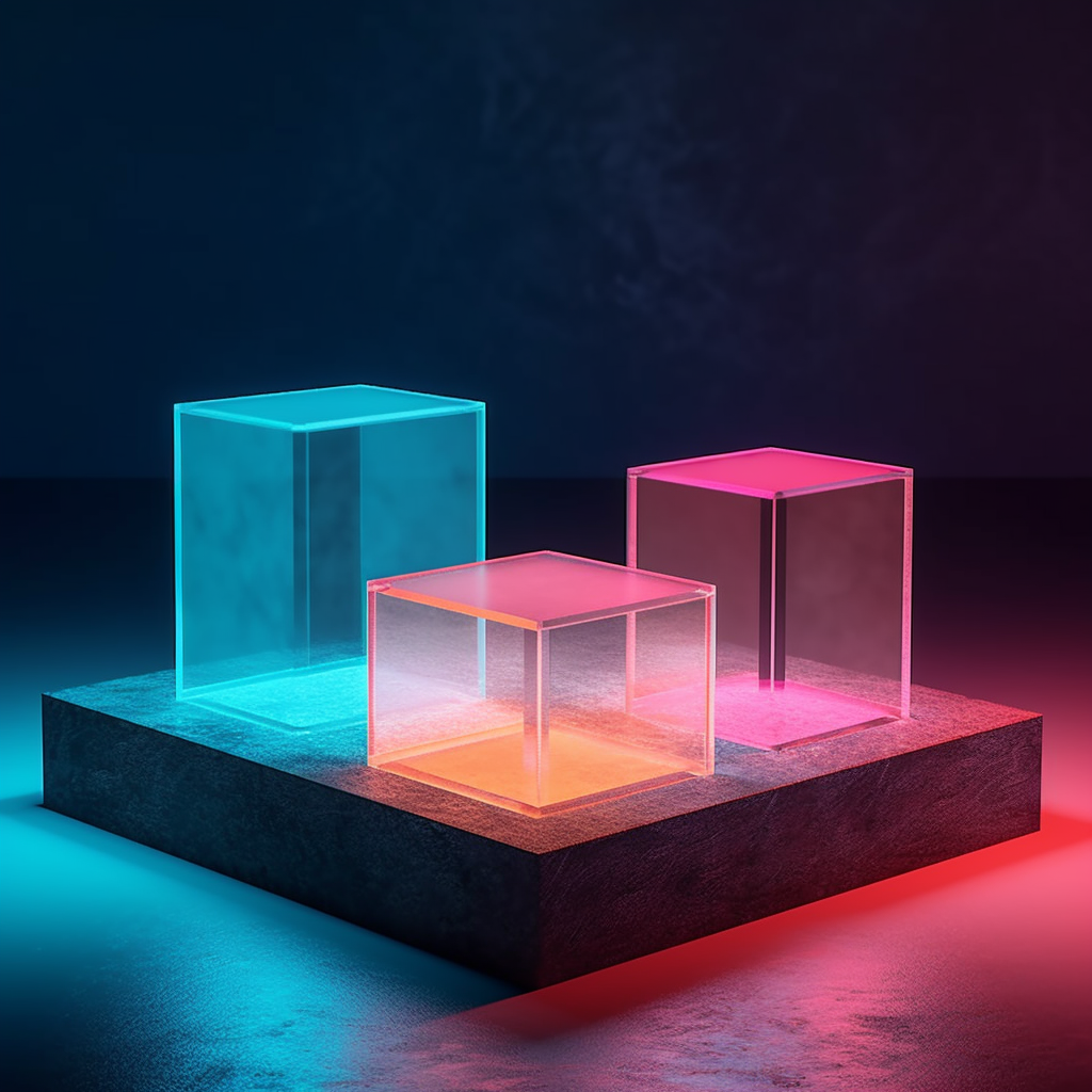 Neon Glow: Product Podiums Through a Nikon 35mm