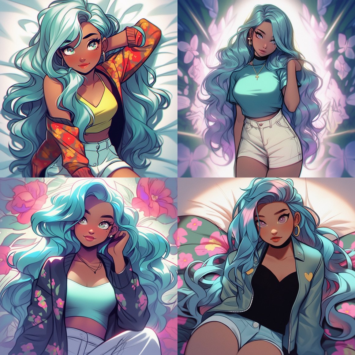 Neon Goddess: Hyper Realistic Cartoon Illustration