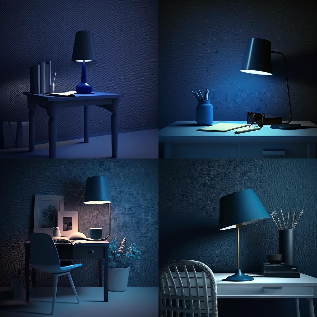 Midnight Blue Solitude: A Modern Minimalist's Workspace