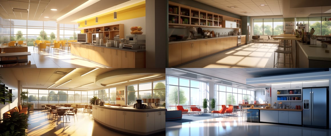 Midday Sunlit Ultra-Detailed Corporate Tech Breakroom Render