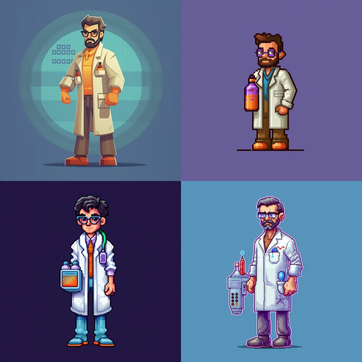 Retro Futuristic Lab Scientist: 16 bit Avatar Mid-Journey