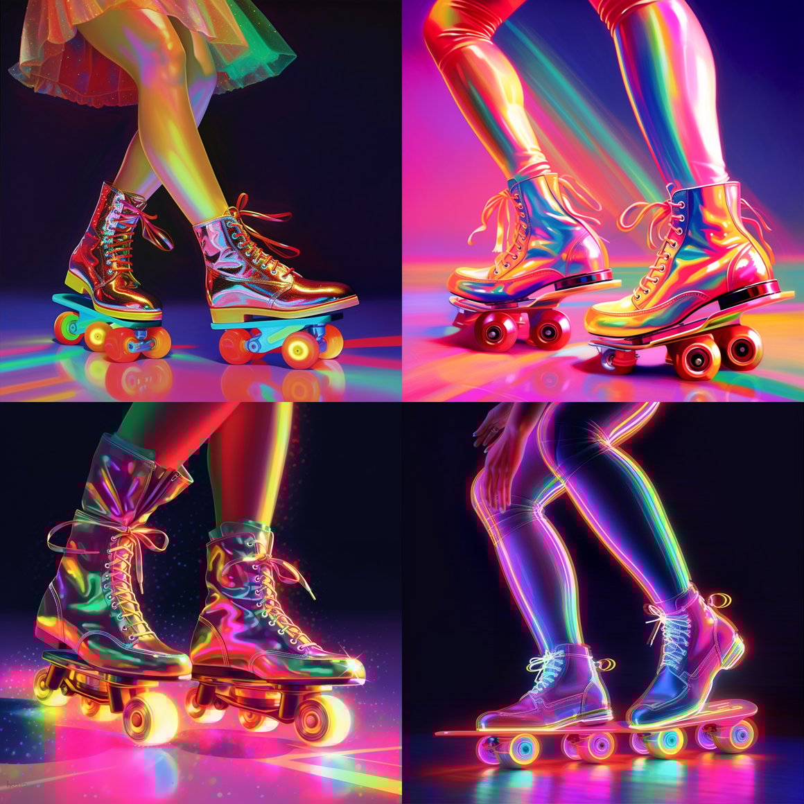 Neon Roller Disco: A Retro Pop Art Odyssey