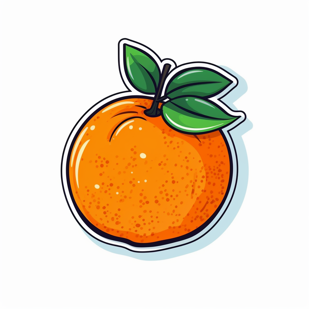 Hand-Drawn Style Orange Fruit Sticker Design