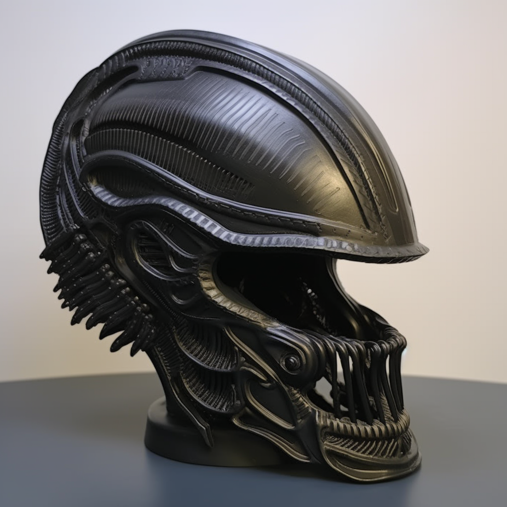 Alien-Inspired, Ultra-Detailed 3D Printed American Football Helmet