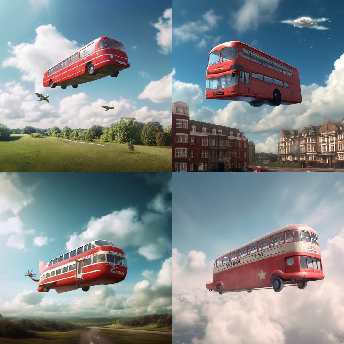 Imagination Takes Flight: Photo of Flying Double Decker Bus