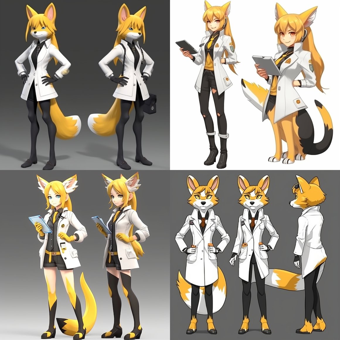Anime Style Anthropomorphic Fox Scientist Character Design