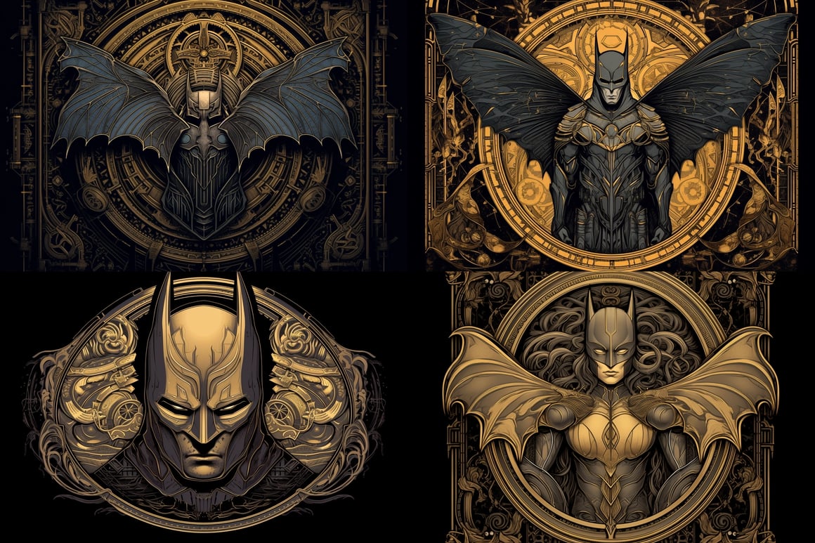 Neo-noir Fusion: Batman meets Art Nouveau and Giger