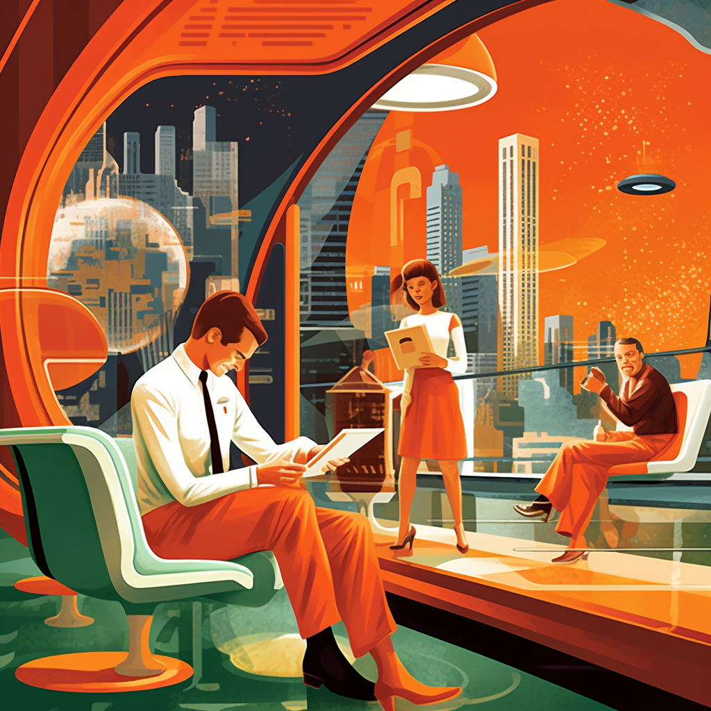 Retro-Futuristic Digital Work Flexibility Illustration
