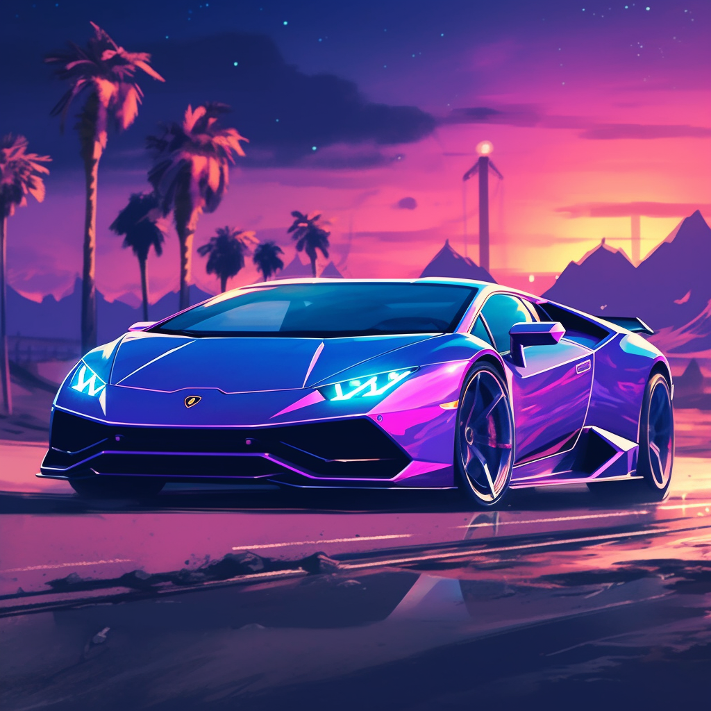 Mid-Trek Flash: Vibrant Lamborghini Adventure in HD