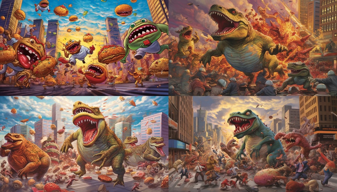 Hamburger Havoc: A Fast-Food Frenzy in the City