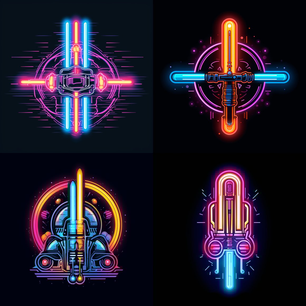 Neon Lightsaber Journey: Futuristic Vector T-Shirt Design