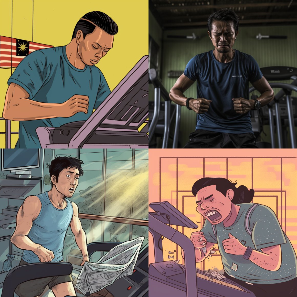 Mid-Workout Respite: A Malaysian Man's Fitness Journey