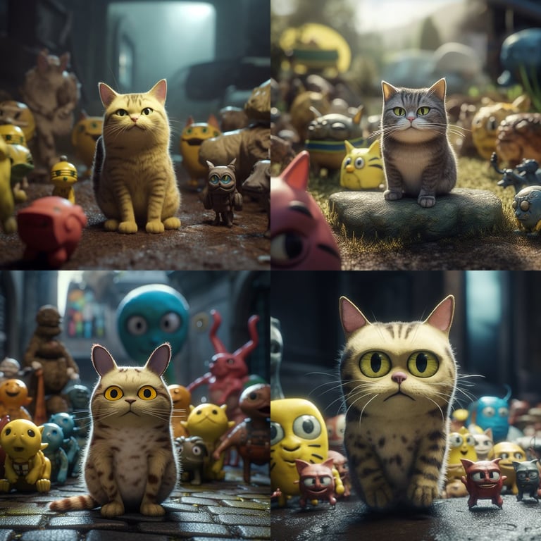 Epic Cinematic Mid-Journey of a Cat in the World of Animation Prompt ...