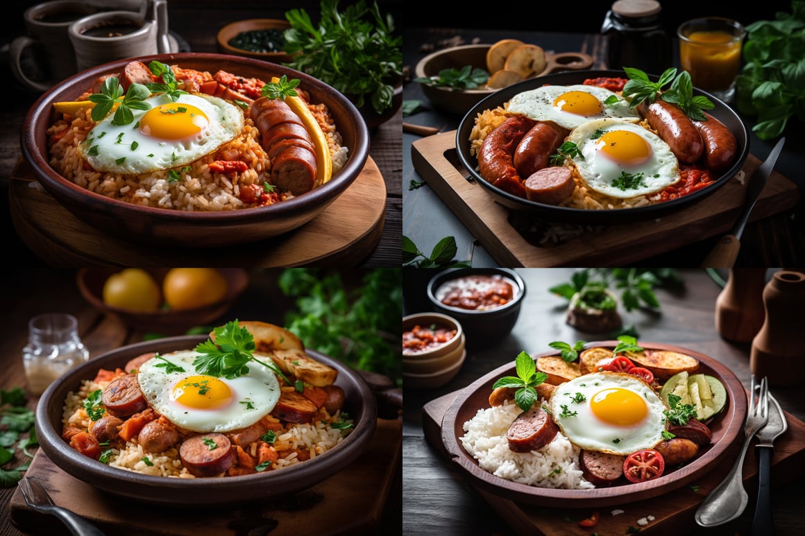 Arroz a la Cubana with Sausages in Authentic Setting