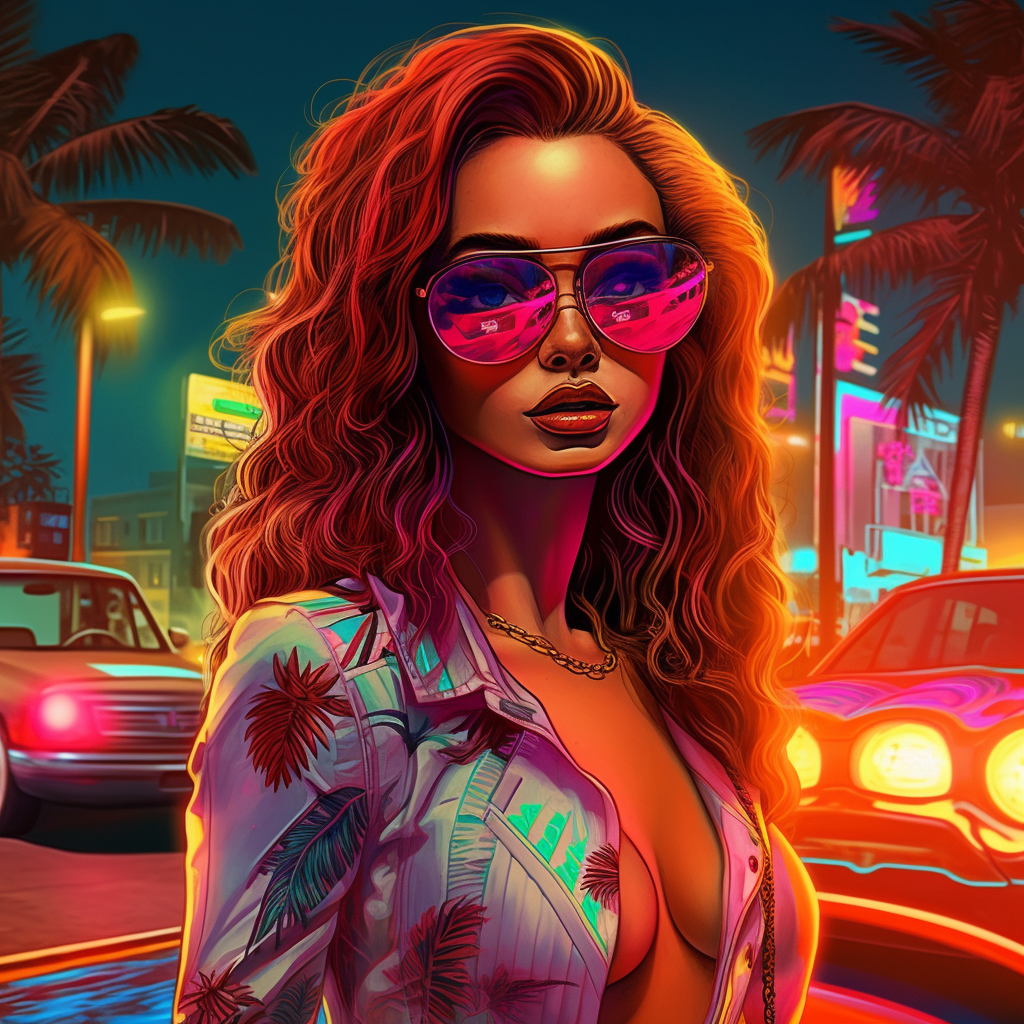 Neon Nights: Cyber Punk Miami Goddess Mid-Journey
