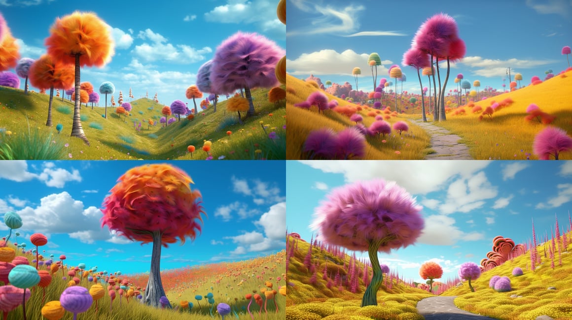 Truffula Trees and Lorax 3D Desktop Wallpaper in 8K