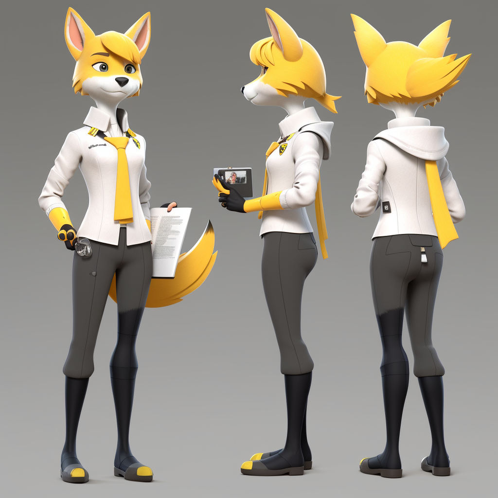 Anthropomorphic Fox Scientist Character Design Progression