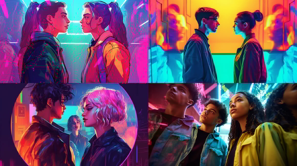 Neon Reflections: Mid-Journey Self-Discovery