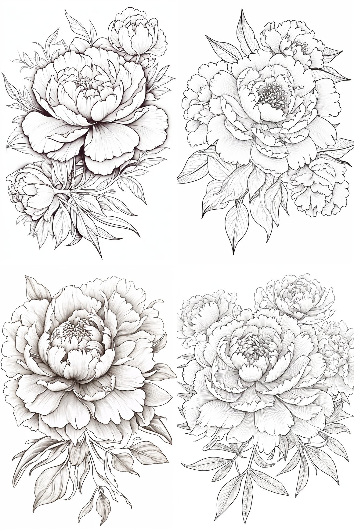 Fine Line Art Coloring Page for Adults