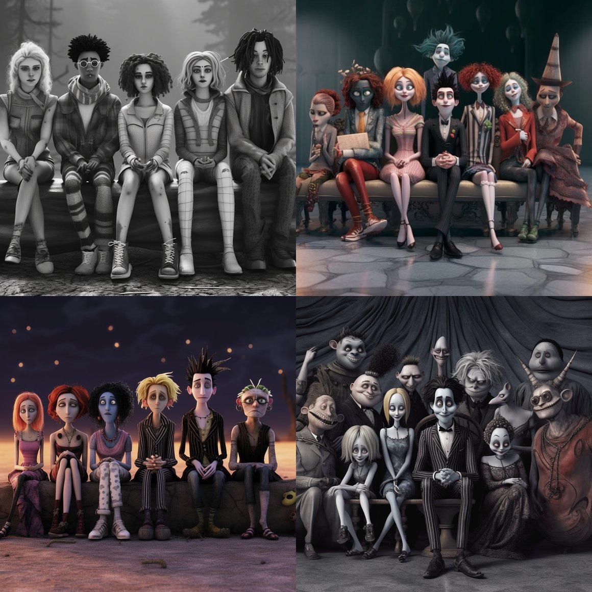 A Tim Burton Dream: Young Adults in a Whimsical Interlude