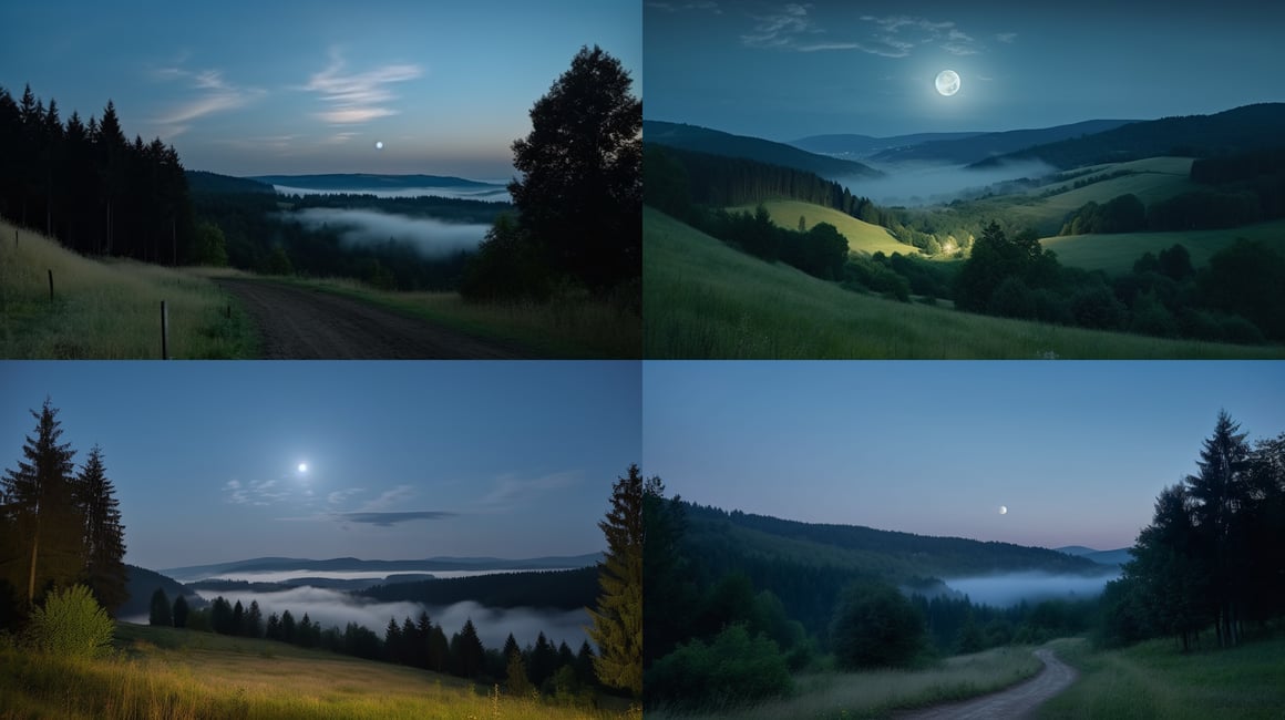 Summer Moonlight on a Solitary Valley Road