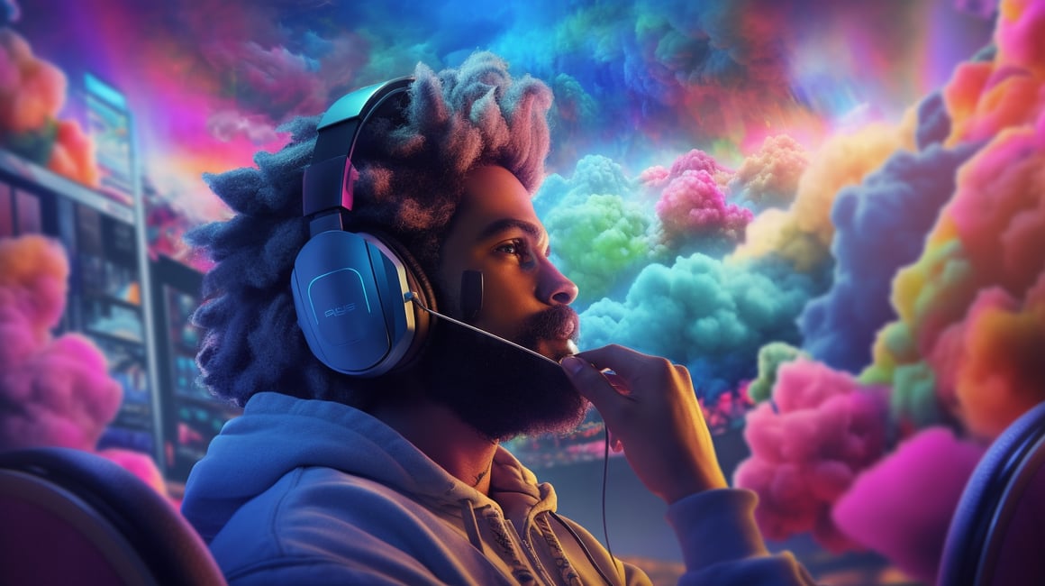 Neon Nights: A Gamer's Vaping Journey in 8k HDR