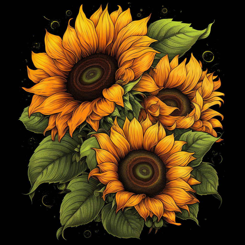 Sunflower Design Project for T-Shirt