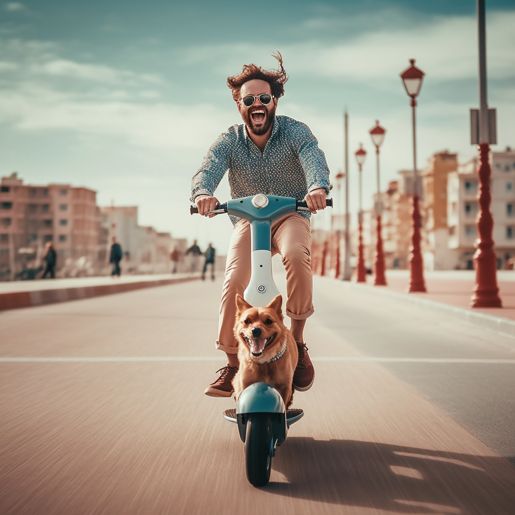 Summer Scooter Ride: A Dog's Journey in the City